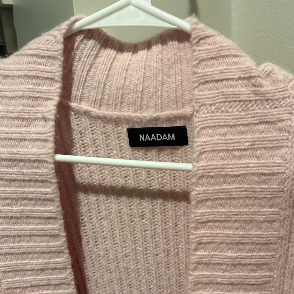 NAADAM Merino Wool & Cashmere Shawl Cardigan Ballet Light Pink Size Medium - Picture 3 of 4